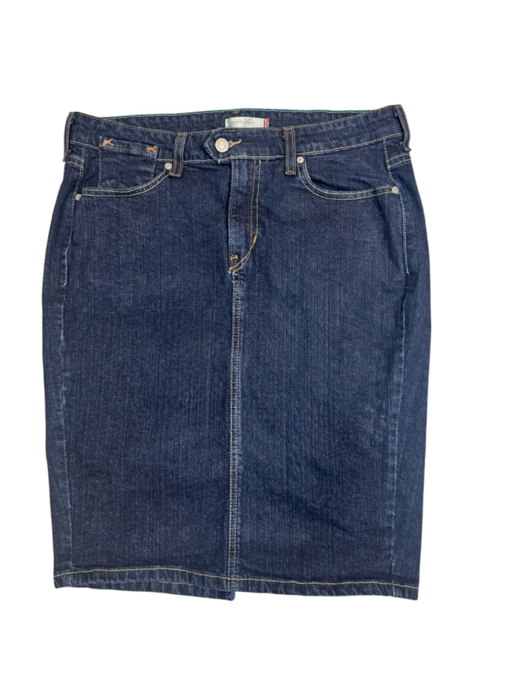 Levi’s Denim Skirt Size 10 Dark Wash Knee Length Stretch